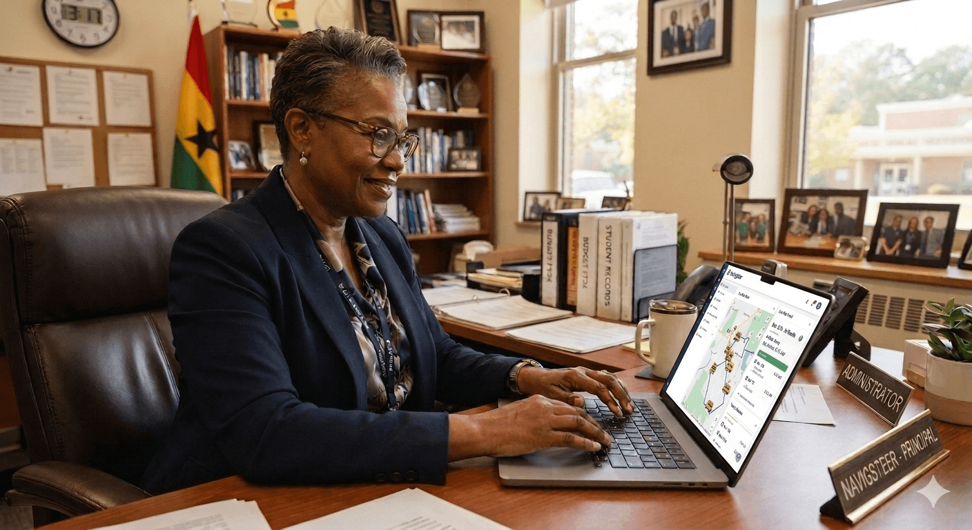 Principal using laptop